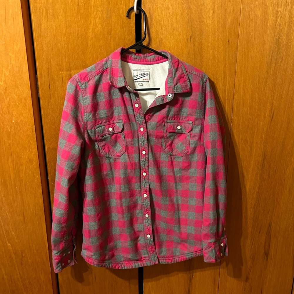 Fleece lined flannel with snap buttons